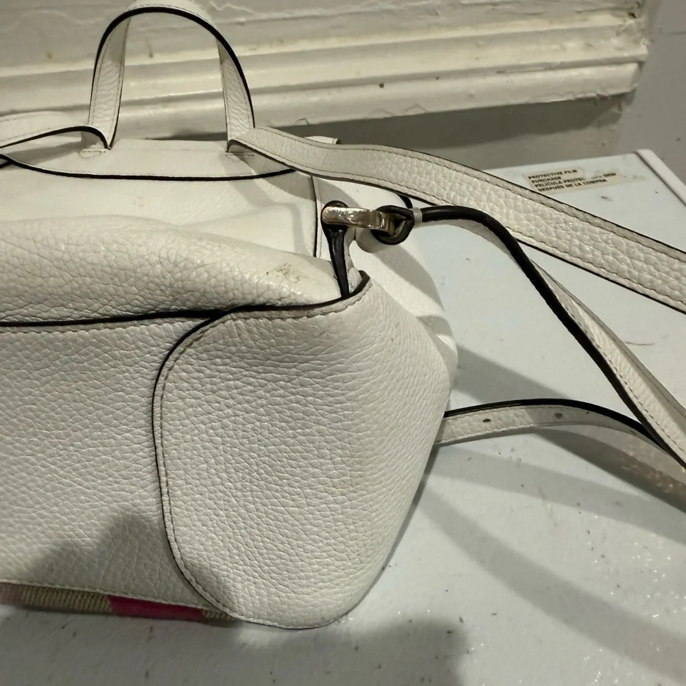 Kate Spade White Backpack with Pink/Red/Orange Stripes - Picture 6 of 8